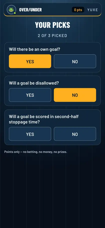 Choisir un côté pour chaque pronostic sur un téléphone