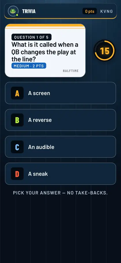 La même question sur un téléphone, avec quatre boutons de réponse